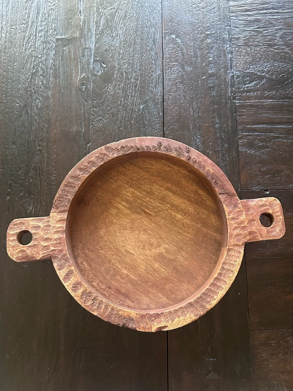 Handcrafted Wooden Rustic Serving Bowl in Warm Brown